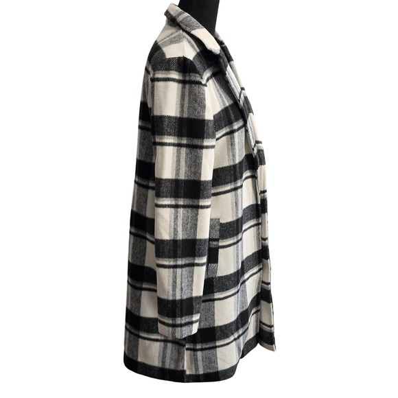 Love Tree Plaid Open Front Long Sleeve Coat Women Size S Black White‎ - Picture 7 of 8